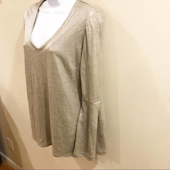 DREW Shay Linen Top in Metallic Gold Small - Picture 7 of 12